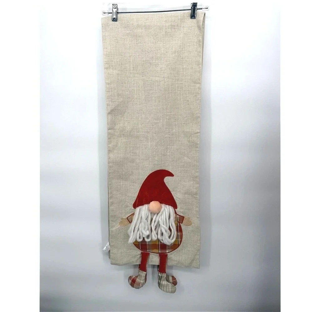 Haymarket Square Table Runner 3D Gnome Ends Plaid Applique Cute Holiday Decor
